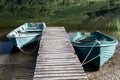 Two Rowing Boats Moored at a Scottish Loch Royalty Free Stock Photo