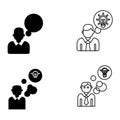 Two rows of icons depict people with thought bubbles. The top left features a solid silhouette Royalty Free Stock Photo