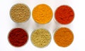 Two rows of spicy powders Royalty Free Stock Photo