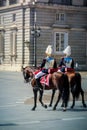 Two royal cavalry security guards, Royal Palace of Madrid, Spain Royalty Free Stock Photo