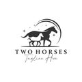 two running horses vector illustration logo Royalty Free Stock Photo