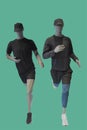 Two running male mannequins