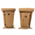 Two rural toilets on white background Royalty Free Stock Photo