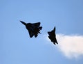 Two russian fighters of a new generation T-50 in the sky Royalty Free Stock Photo