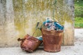 Two rusted buckets from the well Royalty Free Stock Photo