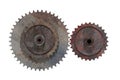 Two rusty cogwheels on white background Royalty Free Stock Photo