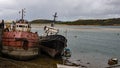 Two rusty fishing boats tied up at Padstow harbour Royalty Free Stock Photo