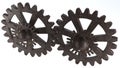 Two Rusty metal gears on white Royalty Free Stock Photo