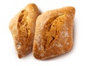 Two rye flour buns on a white background Royalty Free Stock Photo