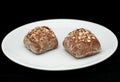 Two rye sandwich buns with cereals Royalty Free Stock Photo