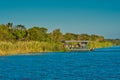 Two safari ships cruising Zambezi river. Royalty Free Stock Photo