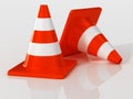 Two safety cones. 3D Illustration.