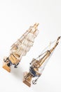 Two sail boat models.