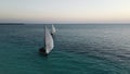 Two sail boats overlooking sunset Royalty Free Stock Photo