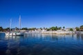 Two sailboats entering the harbour, France, Mediterranean Sea Royalty Free Stock Photo