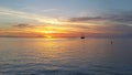 Two sailboats in Florida Bay at sunset. Royalty Free Stock Photo