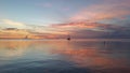 Two sailboats in Florida Bay at sunset. Royalty Free Stock Photo