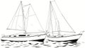 Two Sailboats In The Ocean Coloring Page
