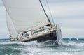Two Sailing Boat Yachts Racing at Sea Royalty Free Stock Photo