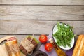 Two sandwiches with salad, ham, cheese and tomatoes Royalty Free Stock Photo