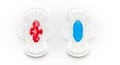 Two sanitary pads showing different absorbency levels Royalty Free Stock Photo