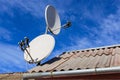 Two satellite dish on roof