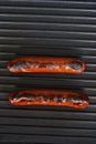 Two sausages on a grill Royalty Free Stock Photo