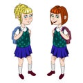 Two schoolgirls in uniform.