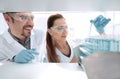 Two scientists doing tests in the laboratory. Royalty Free Stock Photo