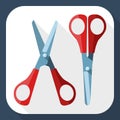 Two scissors with long shadow Royalty Free Stock Photo