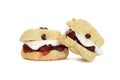 Two scones with cream and jam Royalty Free Stock Photo