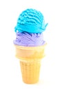 Two Scoops of Colorful Ice Cream in a Cone Royalty Free Stock Photo
