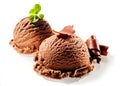 Two scoops of creamy homemade chocolate gelato