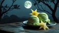 Refreshing Pistachio Ice Cream under the Moonlight Royalty Free Stock Photo