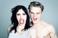 Two screaming Vampires showing their fangs Royalty Free Stock Photo