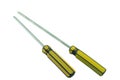 Two screwdrivers arranged and isolated on white background Royalty Free Stock Photo