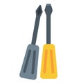 Two screwdrivers, one flat head with a gray handle and one Phillips head with a yellow handle, symbolizing tools and repair. Ideal Royalty Free Stock Photo