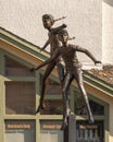 Two sculptures from the `Children`s Fountain` by artist Dennis Smith in Vail Village, Colorado. Royalty Free Stock Photo
