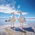Two seagulls side by side against sky Royalty Free Stock Photo