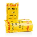 Two sealed rolls of Kodak Ektar 120mm camera film Royalty Free Stock Photo