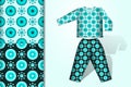 Two seamless backgrounds and pattern with flower ornament and pajamas layout design concept for fabric and print paper