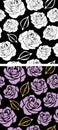 Two seamless decorative patterns with roses