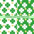 Two seamless lucky clover patterns pack