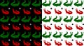 Two seamless patterns, crocodiles green and red, with open mouth