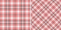 Two seamless plaid patterns. A timeless design with a woven, textured effect in rose, gray, and white, perfect for textiles, Royalty Free Stock Photo