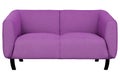 Two-seat purple fabric sofa isolated on white background with clipping path Royalty Free Stock Photo