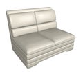 Two-seater all-leather sofa, 3D illustration