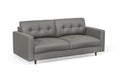 Two seater sofa in gray fabric with metal legs on white background