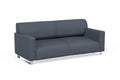 Two seater sofa in navy blue fabric with metal legs on white background