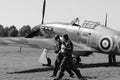 Two british second world war II pilots walking